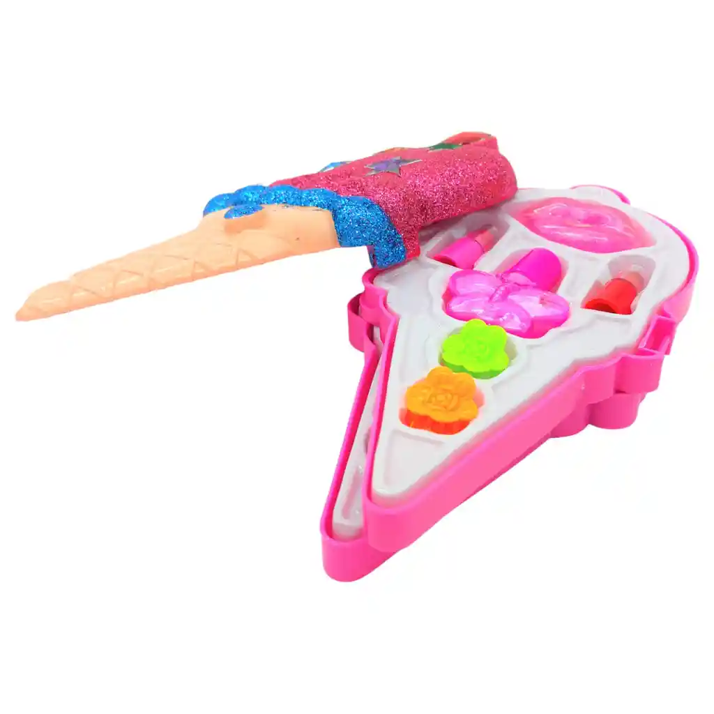 Kit Maquillaje - Manicure Infantil Rosa Pink Formato De Helado