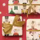 Papel Regalo Navideño Diseños Kraft Unidad Blanco Estampado Navidad