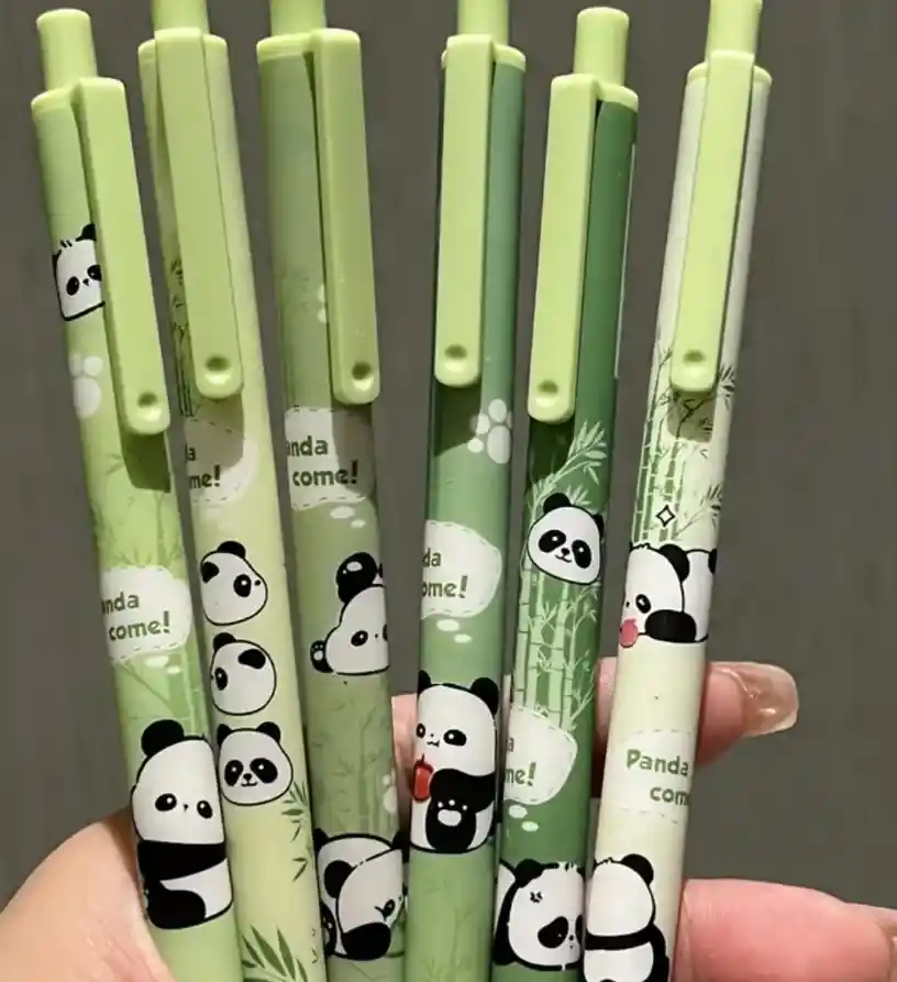 Bolígrafo Esfero De Animal Oso Panda Bambú Tinta Negra Punta Fina