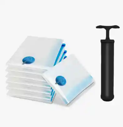 8 Bolsas De Empaque Al Vacio + Bomba (100x70 Cm)