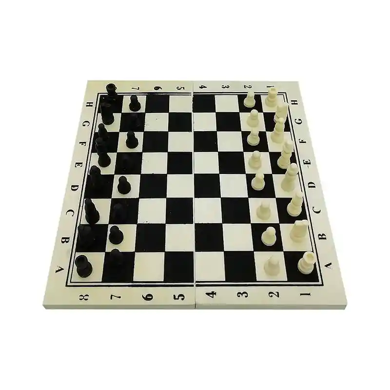 Juego De Ajedrez Madera Chess 24x24 Cms Viaje Paseos Didactico Plegable Portatil