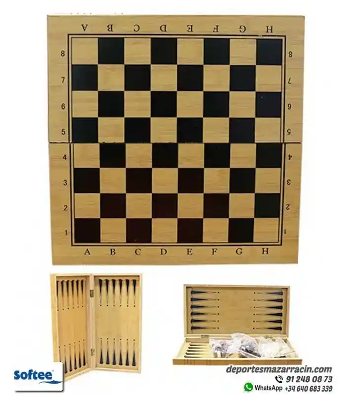 Juego De Ajedrez Madera Chess 24x24 Cms Viaje Paseos Didactico Plegable Portatil