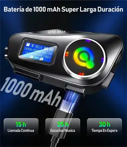 Intercomunicador Casco Audífonos Bluetooth Para Moto Fm Mp3 X 2 Unds