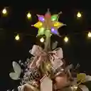Estrella 8 Puntas Para Árbol De Navidad Grande Luz Led Multicolor Borde Dorada