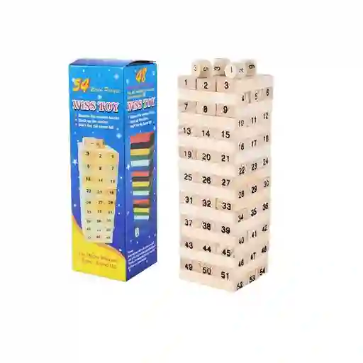 Jenga Madera Yenga Torre Madera Numerada Building Block Paseo Portatil 5x19 Cms