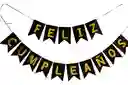 Letrero Feliz Cumpleaños Negro Escarchado / Mate – Festón Banderín Guirnalda Para Fiesta