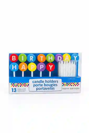 Portavelas Happy Birthday Con Velas Incluidas