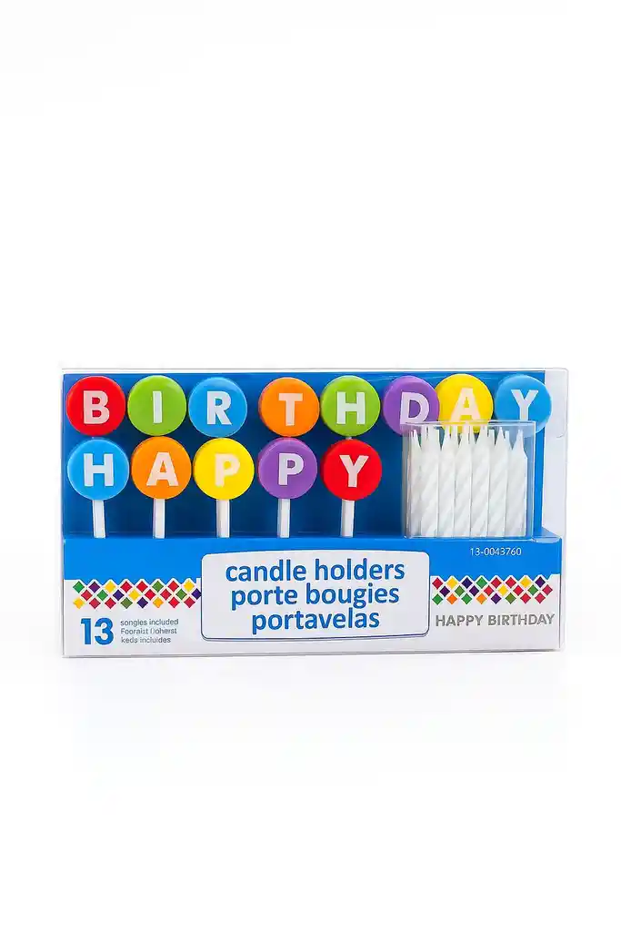 Portavelas Happy Birthday Con Velas Incluidas