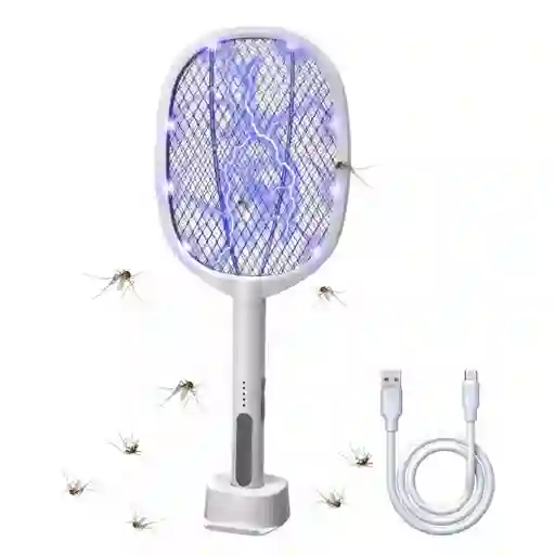 Raqueta Para Mosquitos Led Base Color Blanco