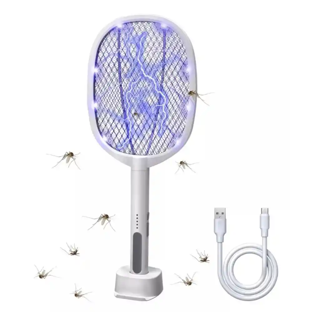 Raqueta Para Mosquitos Led Base Color Blanco