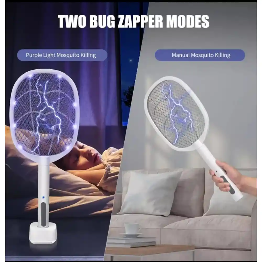 Raqueta Para Mosquitos Led Base Color Blanco