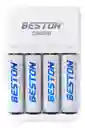 Cargador Beston + 4 Pilas Aa Recargables 1.2v 1500mah