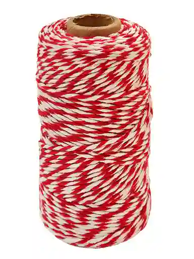 Rollo De Algodón Blanco Y Rojo 2mm X 100metros