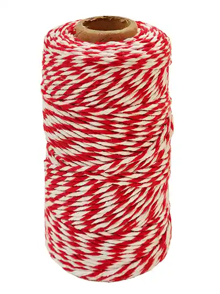Rollo De Algodón Blanco Y Rojo 2mm X 100metros