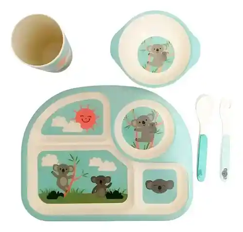 Set De Alimentacion De Niño De Fibra De Bamboo