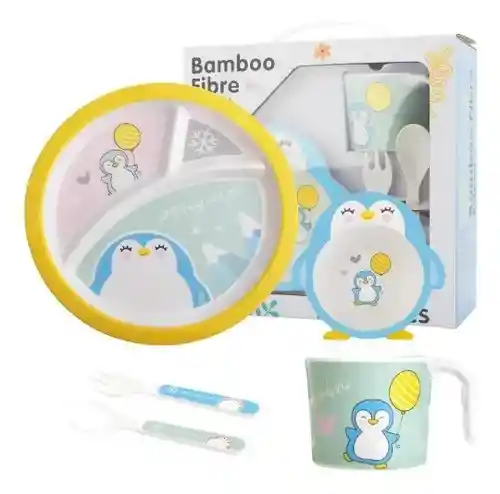Set De Alimentacion De Niño De Fibra De Bamboo