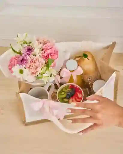 Desayuno Sorpresa En Bolso Yute Happy Birthday , Parfait, Nutella, Waffles.