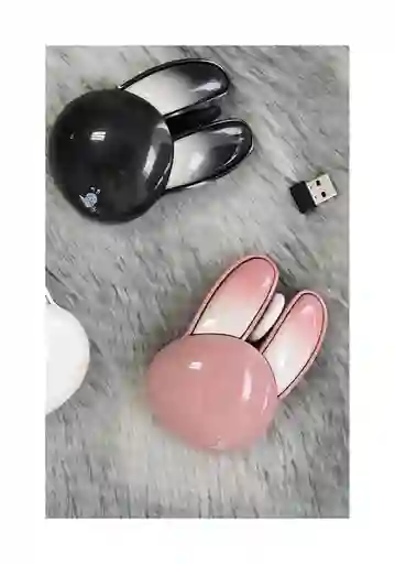 Mouse Inalámbrico Silencioso Forma De Conejo Rosa Y Negro