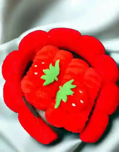 Juego De Diadema Y Muñequera Para Lavado De Cara De Spa, Diadema Para El Cuidado De La Piel De Maquillaje Diseño De Fresas