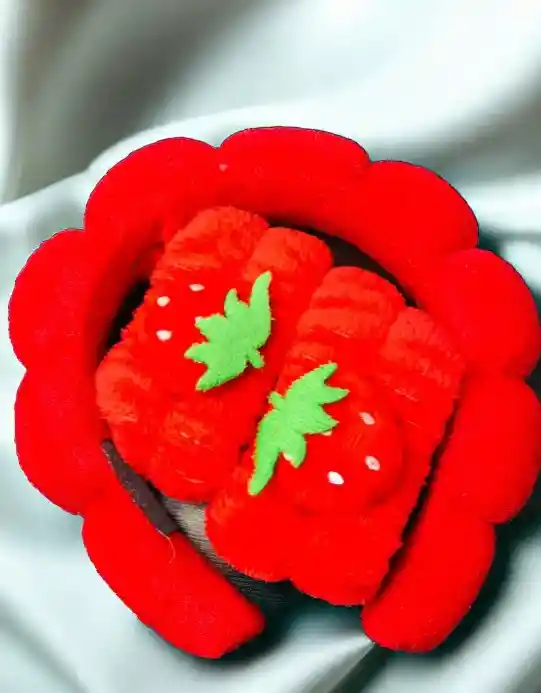 Juego De Diadema Y Muñequera Para Lavado De Cara De Spa, Diadema Para El Cuidado De La Piel De Maquillaje Diseño De Fresas