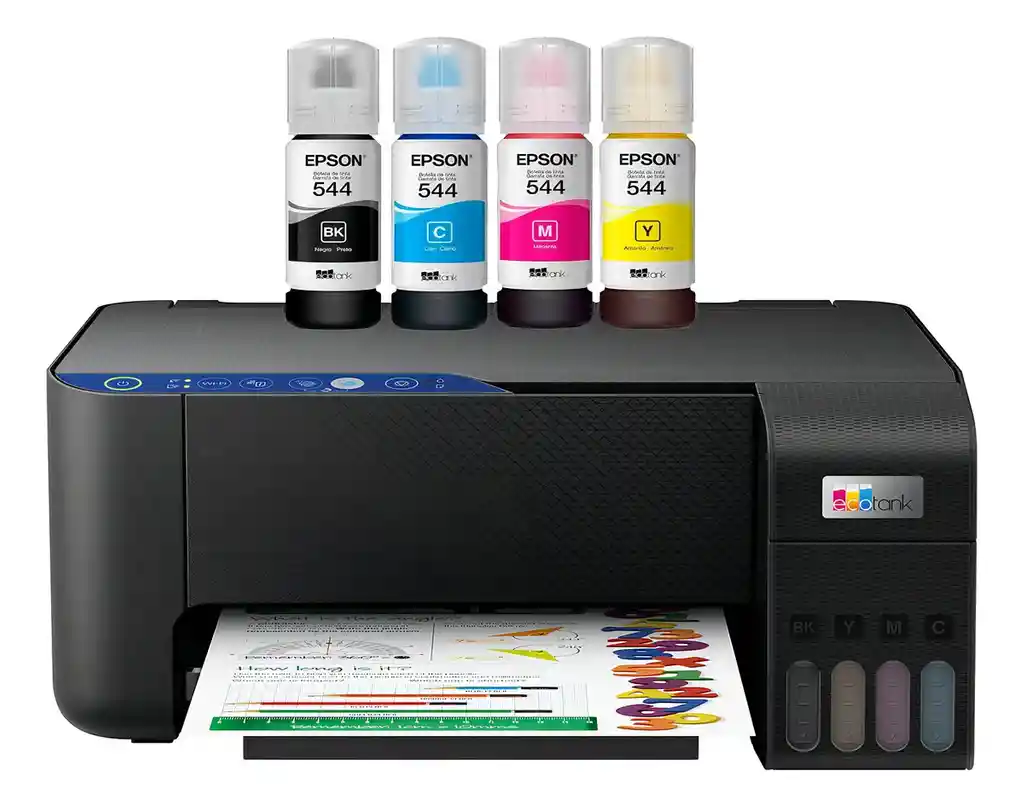 Impresora Multifunción A Color Epson Ecotank L3251 Con Wifi Negro