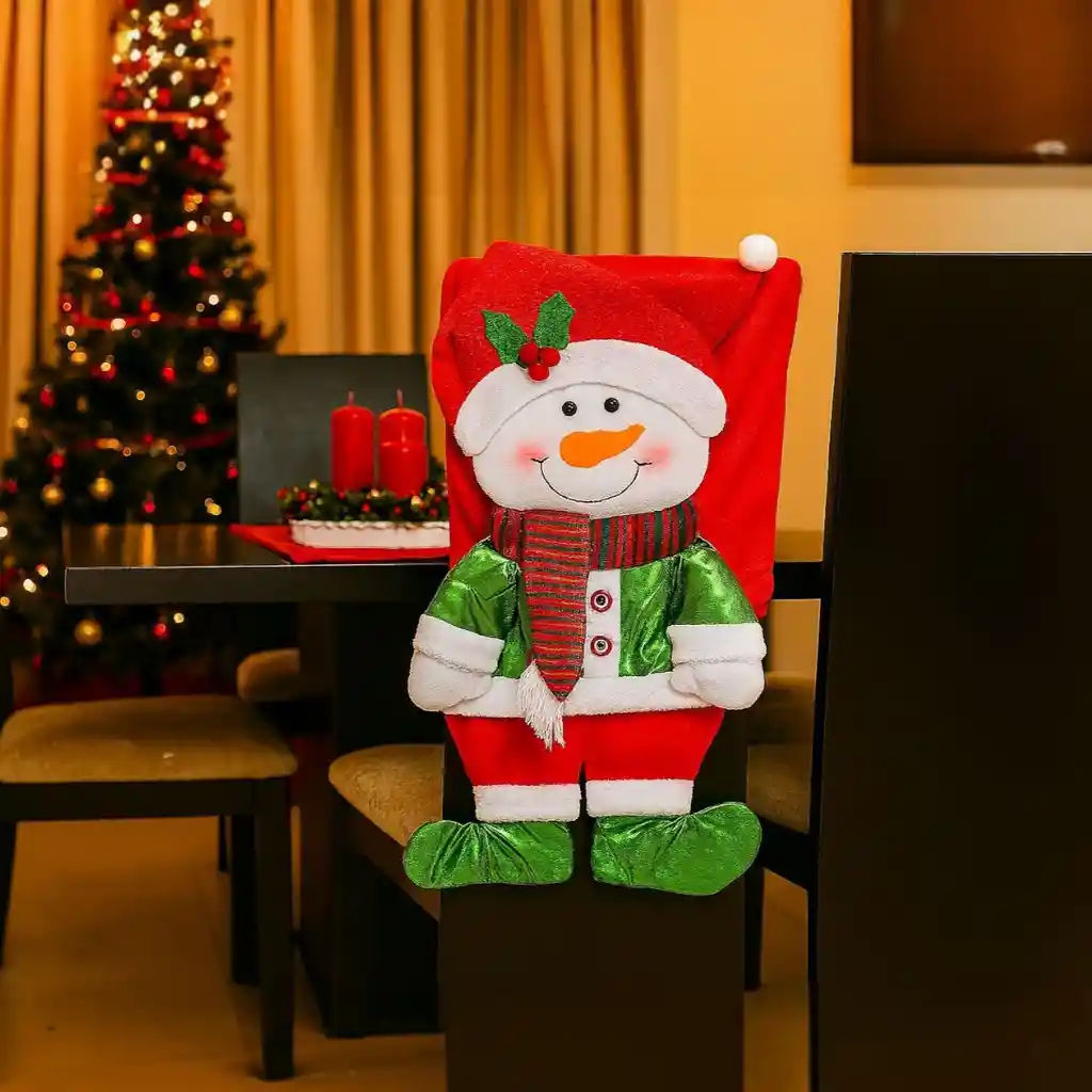 Espaldar Grande De Silla Diseño Navideño Hombre De Nieve Satinado