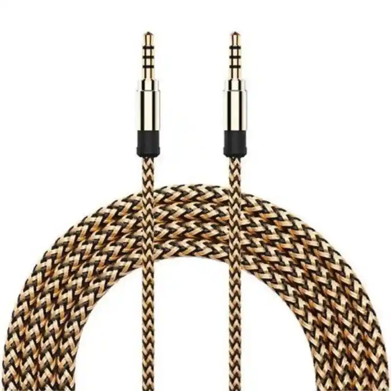 Cable Auxiliar Trenzado Plug De 1.5m Jack 3.5 Mm A 3.5 Mm