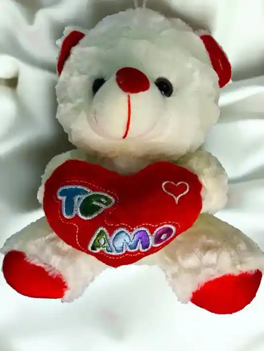 Juguete Muñeco Peluche Diseño Oso Con Corazon Para Niño Hombre O Mujer 20 Cm Aprox