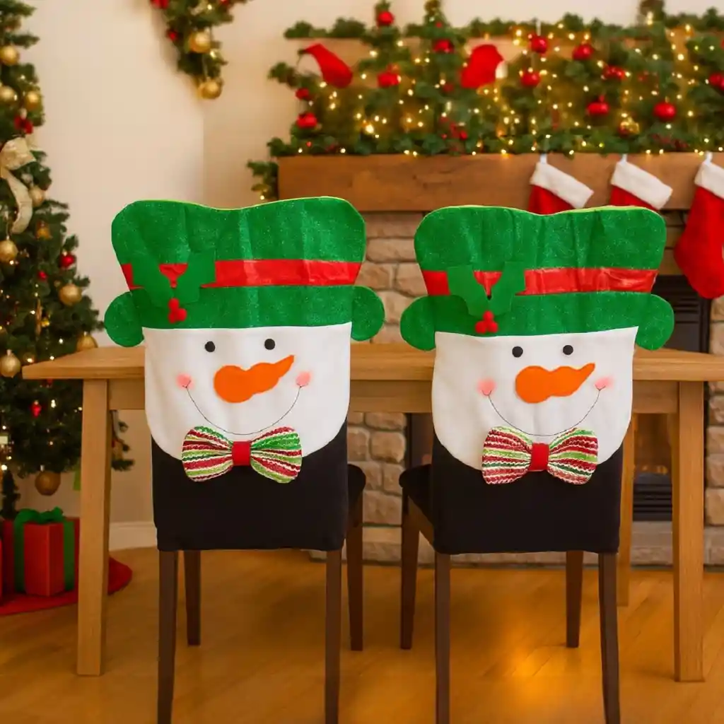 Setx2 Espaldar De Silla Diseño Navideño Hombre De Nieve