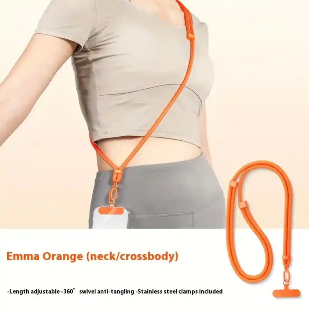 Correa Ajustable Larga Para Celular Naranja
