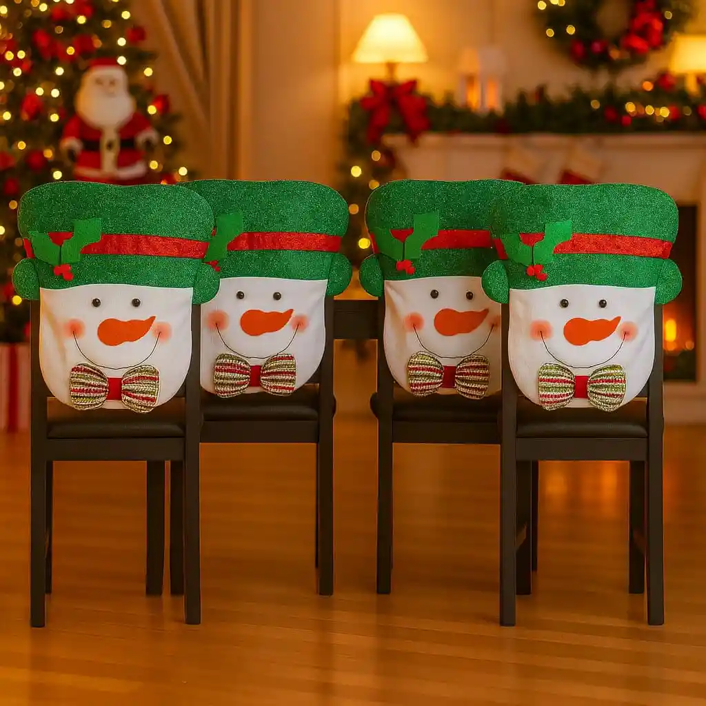 Setx4 Espaldar De Silla Diseño Navideño Hombre De Nieve