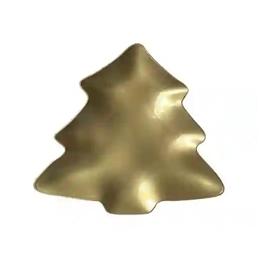 Plato Navidad Arbol 26cm Santini Dorado