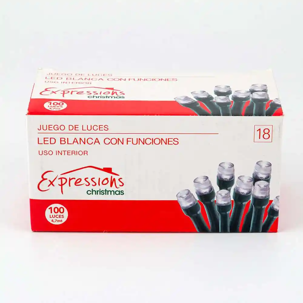 Luces De Navidad X100 Led Expressions Funciones Blanco