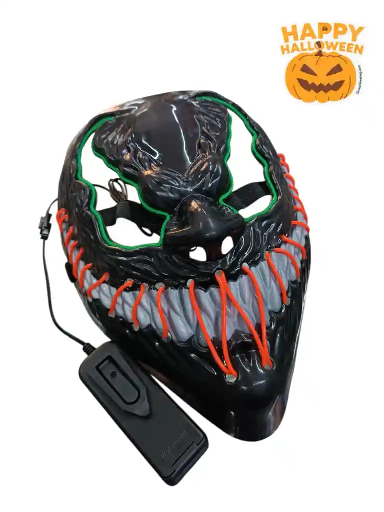 🎭 Máscara Led Terrorífica Con Luces Neón – Ideal Para Halloween O Fiestas 💀