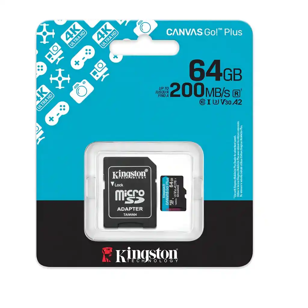 Tarjeta De Memoria Micro Sd Kingston 64gb Canvas Go Plus V30