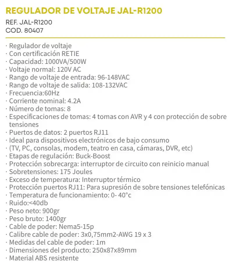 Regulador De Voltaje 1200