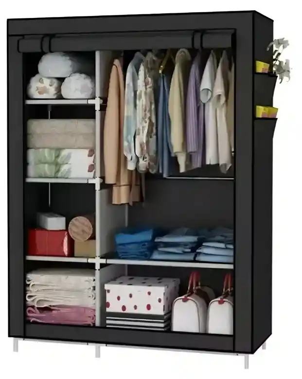 Closet Armario Doble Desarmable Con Forro 3 Espacios Negro