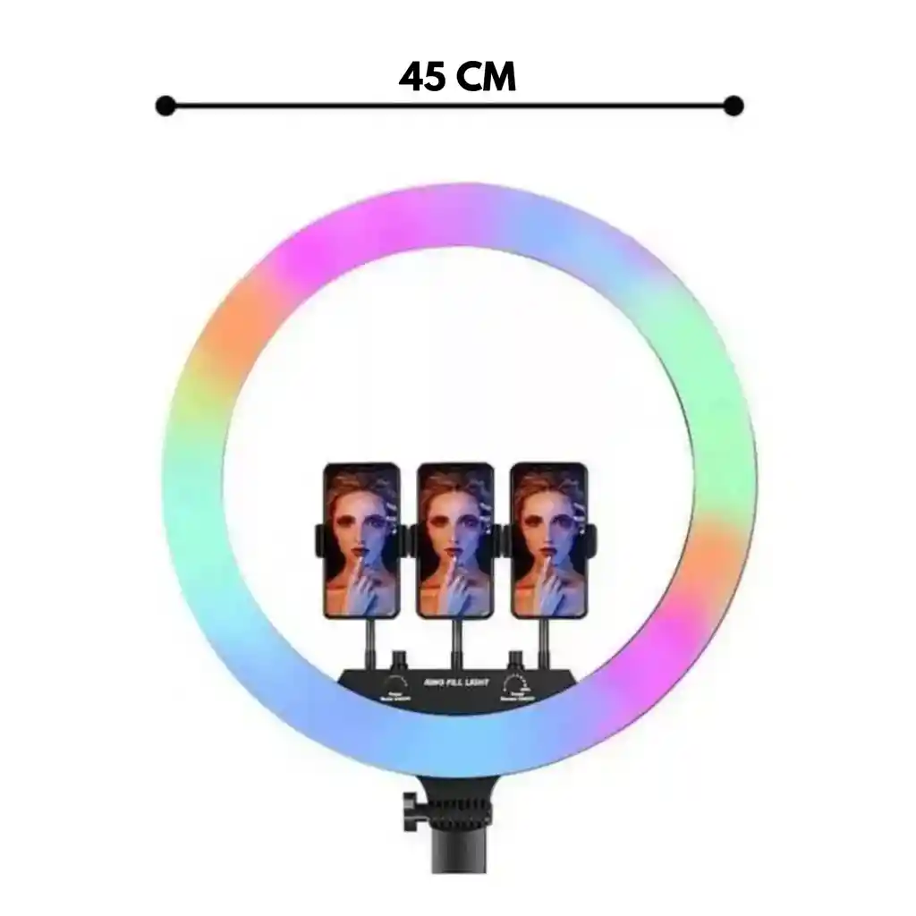 Aro De Luz Led 45cm Mj45 + Trípode + 3 Bases Celular + Control