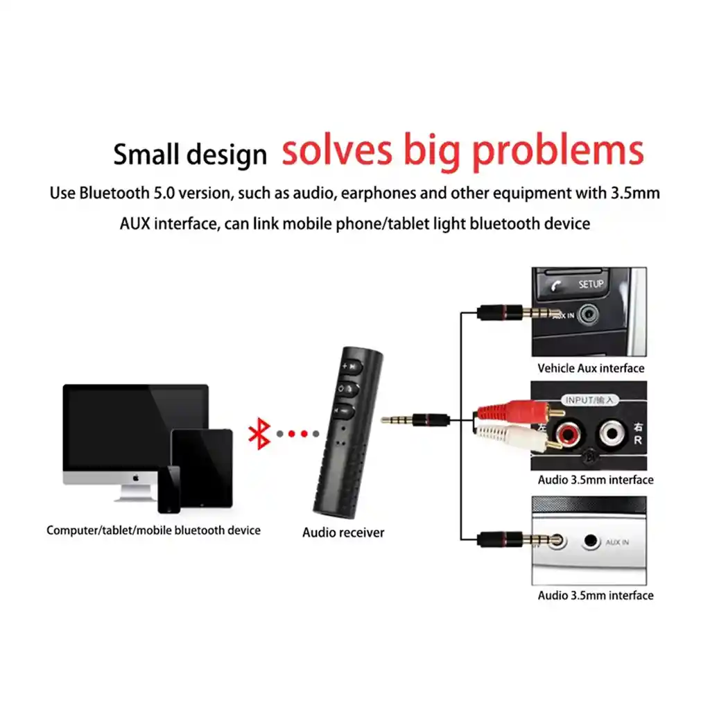 Receptor Bluetooth Audio Auxiliar Manos Libres