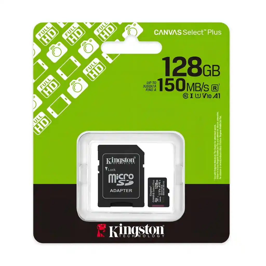 Tarjeta De Memoria Micro Sd Kingston De 128 Gb 150mbs Clas10