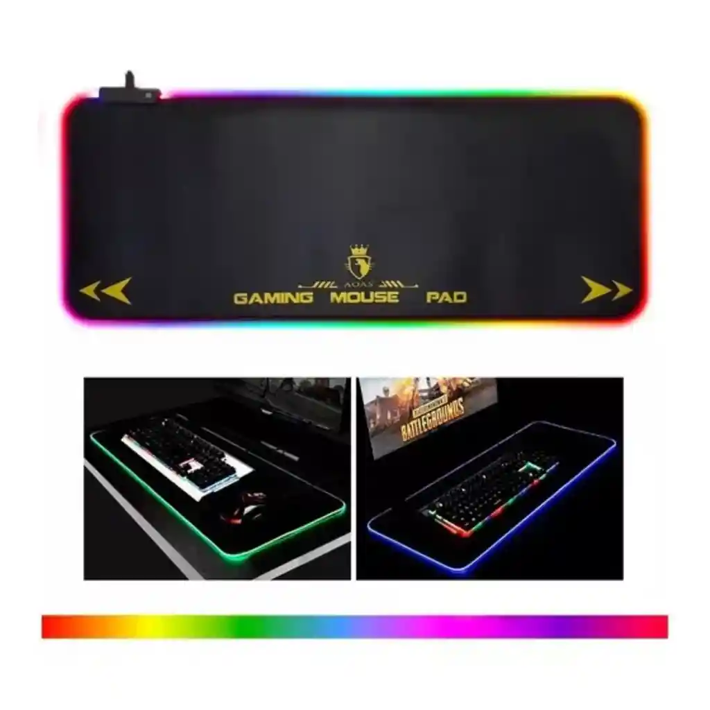 Mouse Pad Gamer Rgb Xl Aoas S4000 Waterproof 80x30cm 4mm Usb Color Negro