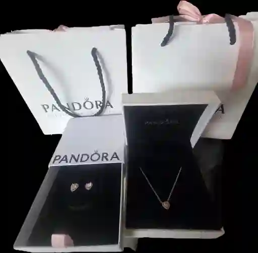 match Perfecto Collar Corazon Y Aretes En Relieve Pandora