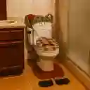 Juego De Baño Diseño Navideño Papá Noel Escocés Vinotinto