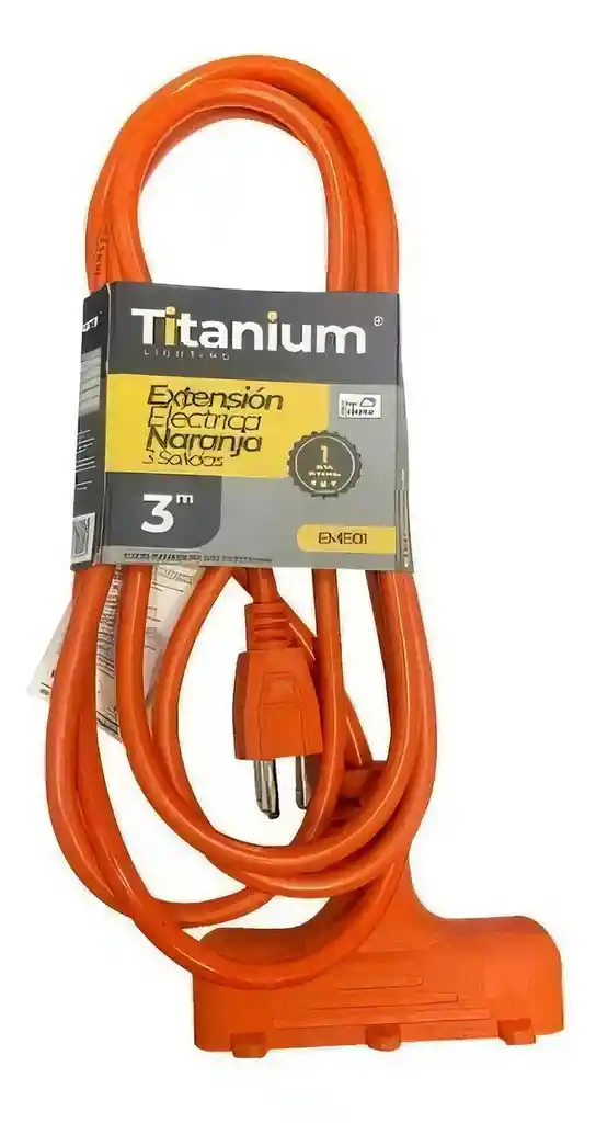Extension Electrica Naranja, 3 Mts, Titanium