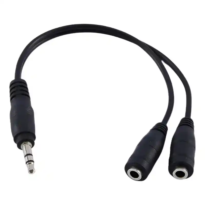 Cable Divisor De Audio 3.5 Mm Estéreo – 1 Macho A 2 Hembras (20 Cm)