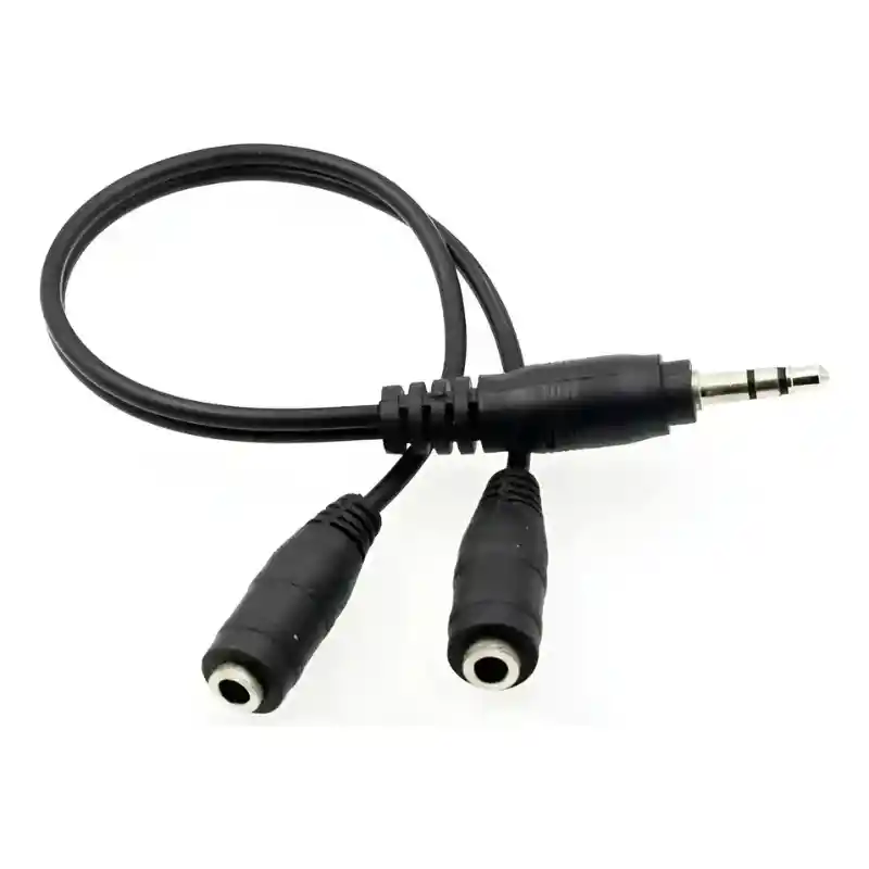 Cable Divisor De Audio 3.5 Mm Estéreo – 1 Macho A 2 Hembras (20 Cm)