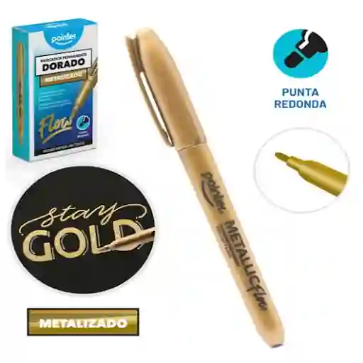 Marcador Permanente Tinta Dorada Pointer