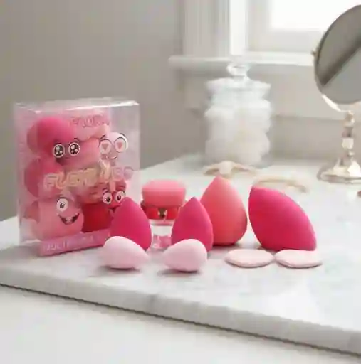 Kit Esponjas, Puffs Y Brocha Para Maquillaje. 9 Piezas