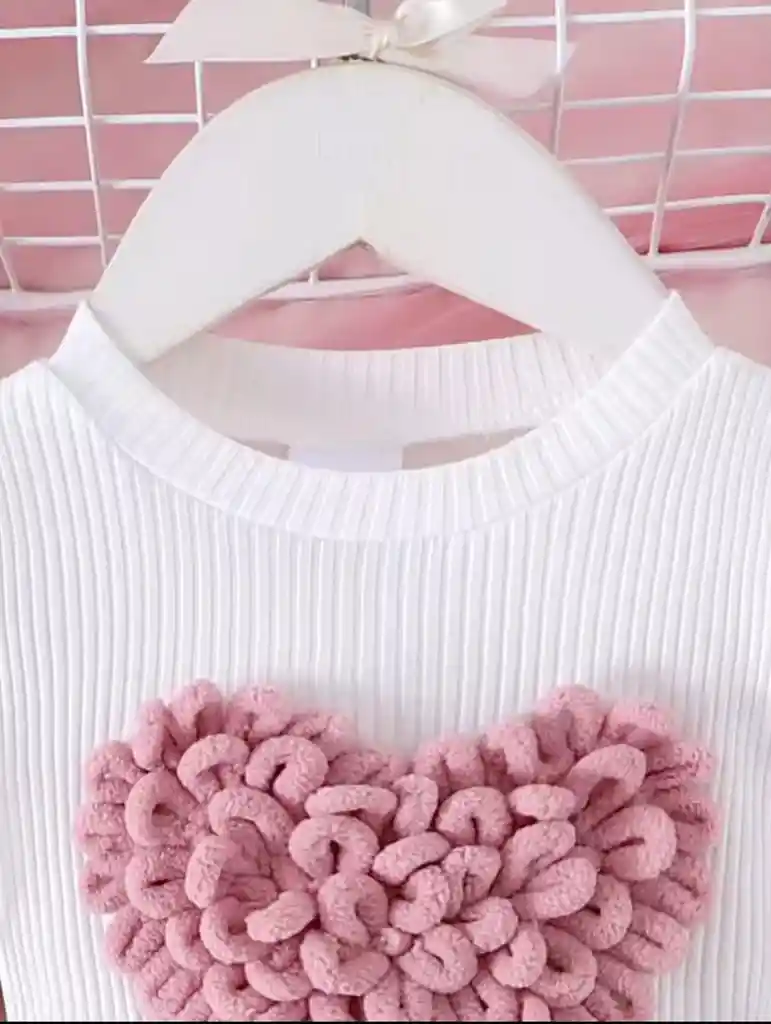 Conjunto Para Bebé Vestido 6-9 M Estampado De Corazón Y Falda