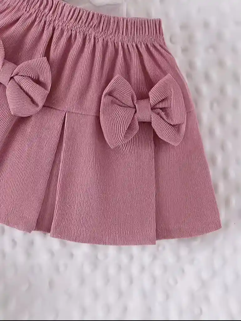 Conjunto Para Bebé Vestido 6-9 M Estampado De Corazón Y Falda